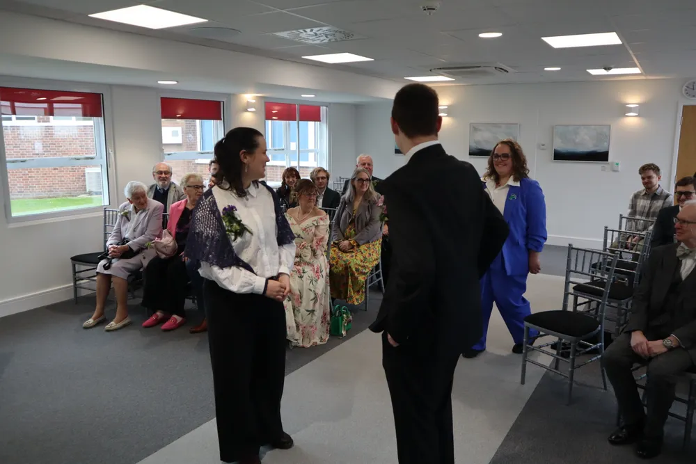 Ellis getting ready to present our rings