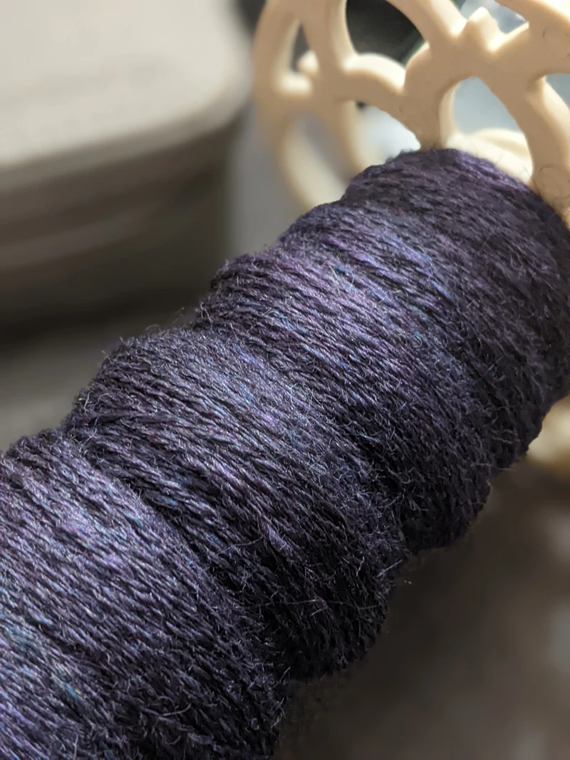 ...but so pretty. Caro hand spun it from a baby alpaca & silk blend.